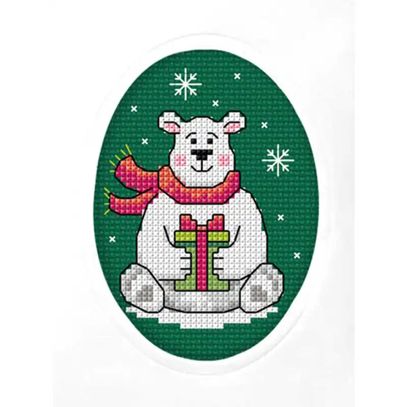 Affordable Christmas Bear Cross Stitch Christmas Card Kit by Orchidea