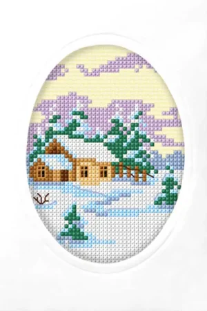 Popular Winter Village Cross Stitch Christmas Card Kit by Orchidea