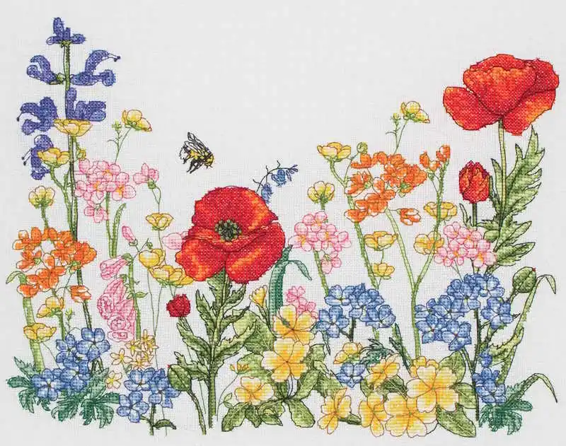 Time-Limited Flower Meadow Cross Stitch Kit By Anchor