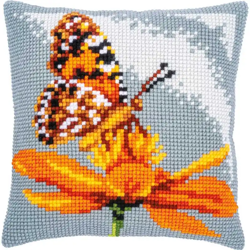Markdown Butterfly Printed Cross Stitch Cushion Kit by Vervaco