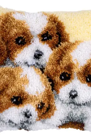 Three Dogs Latch Hook Cushion Kit By Vervaco Bulk Order
