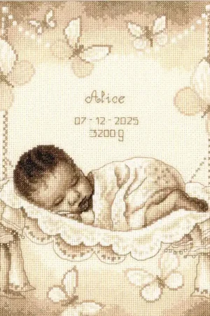 Baby Hammock Birth Sampler Cross Stitch Kit By Vervaco Flash Sale