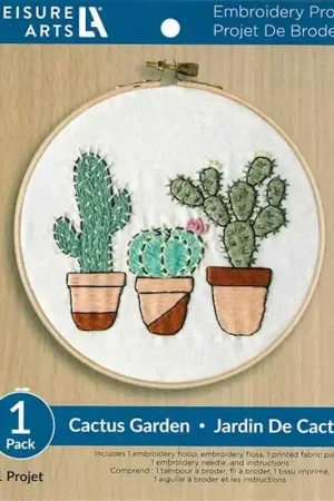 Affordable Cactus Garden Embroidery Kit By Leisure Arts