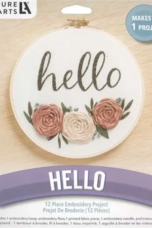 Hello Embroidery Kit By Leisure Arts Brand New