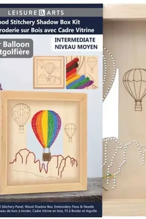 Hot Air Balloon Shadow Box Wood Stitchery Kit By Leisure Arts Direct From Factory