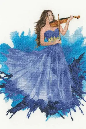The Violinist Cross Stitch Kit by Heritage Crafts Premium