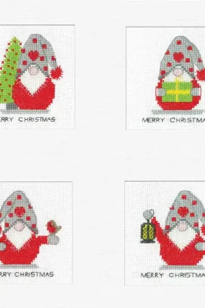 Gonk Cross Stitch Christmas Card Set by Heritage Crafts - Pack A Clearance