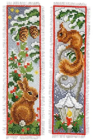 Save Now Rabbit and Squirrel Bookmark Cross Stitch Kit By Vervaco