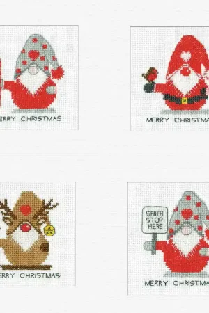 Gonk Cross Stitch Christmas Card Set by Heritage Crafts - Pack B Sale