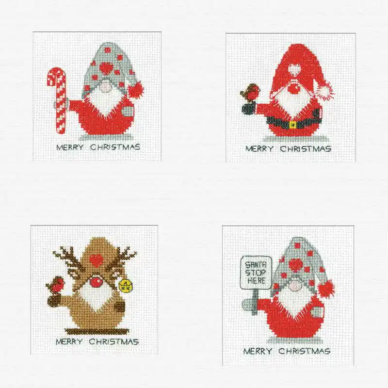 Gonk Cross Stitch Christmas Card Set by Heritage Crafts - Pack B Sale