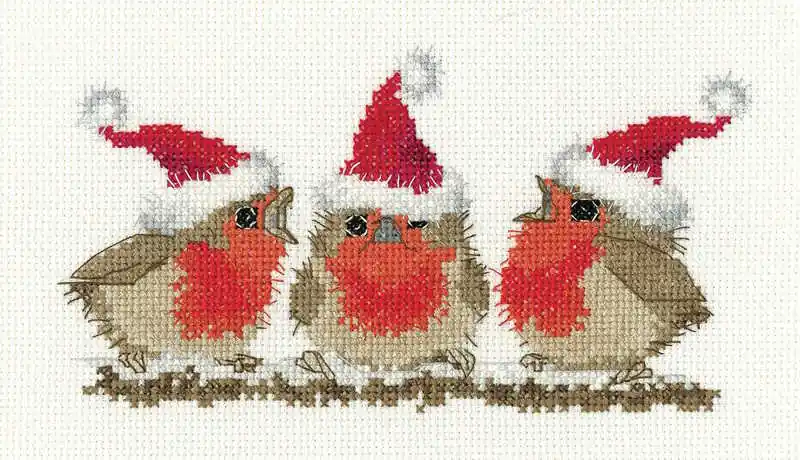 Order Now Festive Robins Cross Stitch Kit by Heritage Crafts