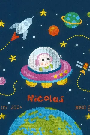 Baby Astronaut Birth Sampler Cross Stitch Kit By Vervaco Exclusive