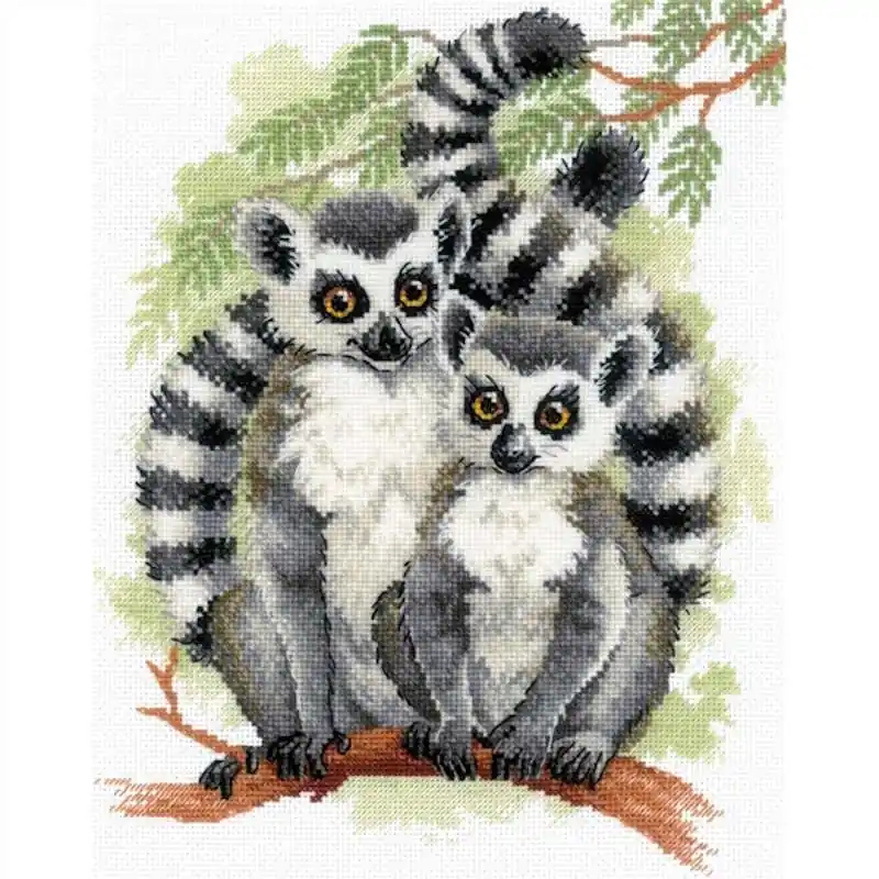 Weekend Sale Lemurs Cross Stitch Kit By RIOLIS