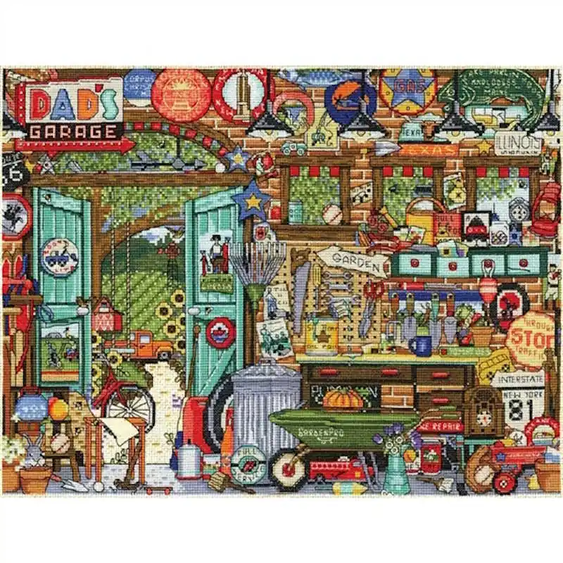 Dad's Garage Cross Stitch Kit by Design Works Clearance