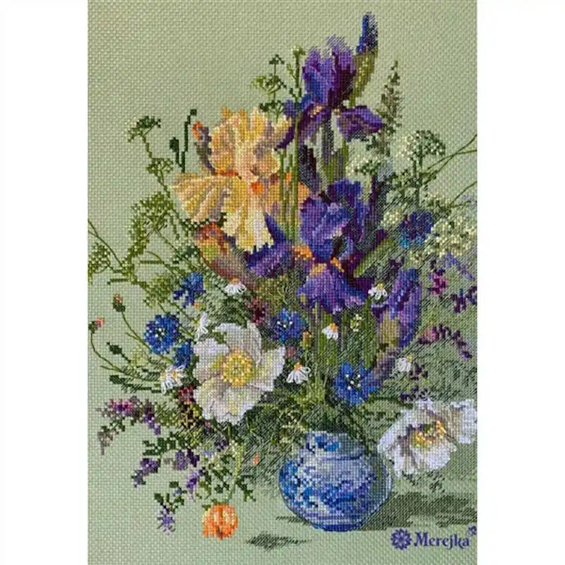Irises and Wildflowers Cross Stitch Kit by Merejka Best Seller