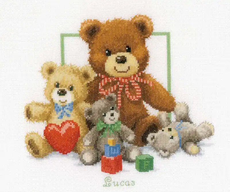 Free Shipping Cuddly Bears Birth Sampler Cross Stitch Kit By Vervaco