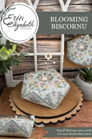 Fresh Stock Blooming Biscornu by Erin Elizabeth Designs