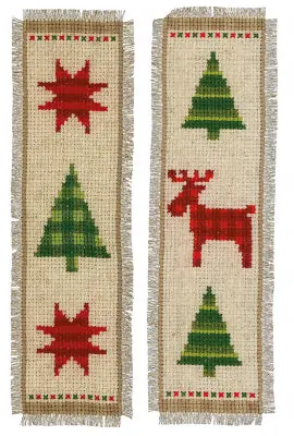 Warranty Included Checkered Christmas Tree Bookmark Set of 2