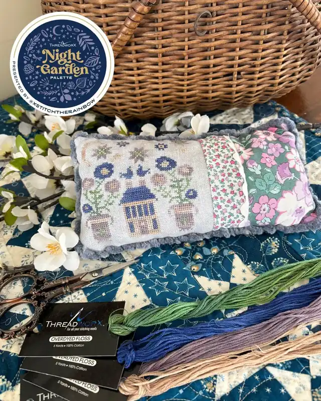 Midnight Posies Pin Pillow by Pansy Patch Quilts and Stitchery Super Sale