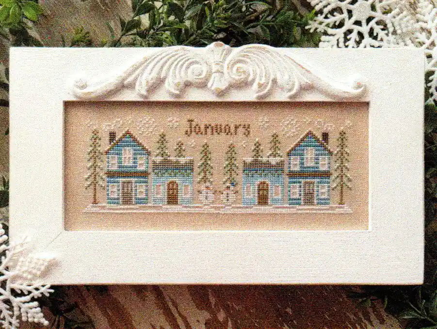 Shop Now January Mini Village by Country Cottage Needleworks
