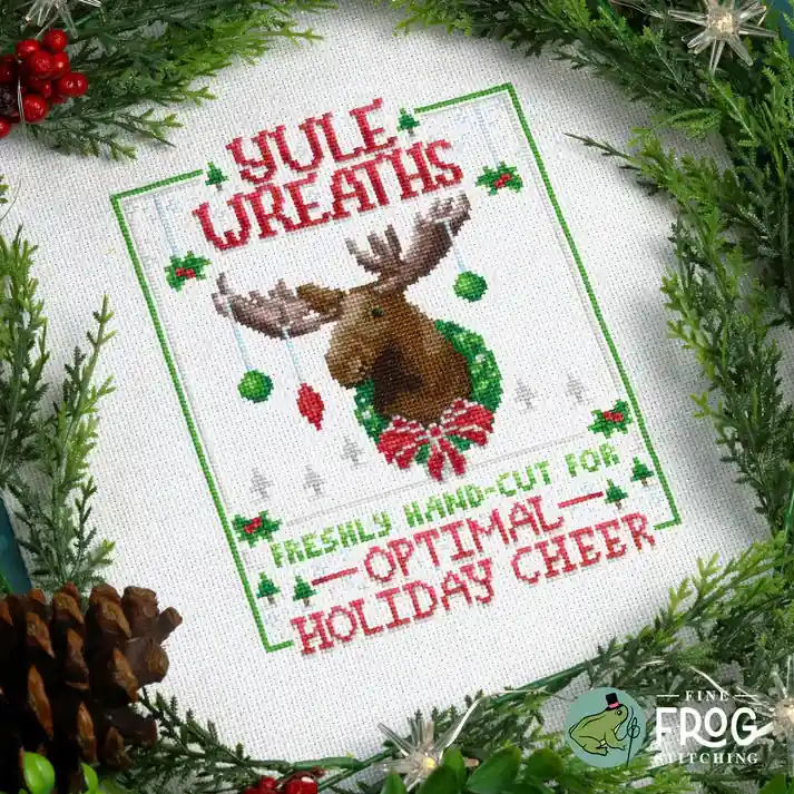 Yule Wreath Advert by Fine Frog Stitching Special Discount