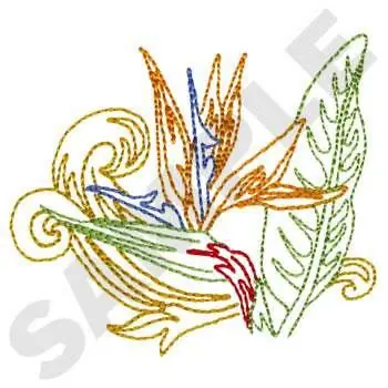 Bird Paradise Flower Embroidery Design Reduced Price