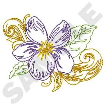 Same Day Shipping Violet Flower Embroidery Design