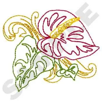 Anthurium Flower Embroidery Design Limited Offer