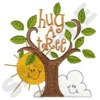 Affordable Hug A Tree Embroidery Design