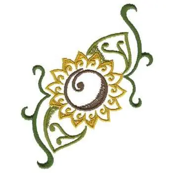 Sunflower Accent Embroidery Design Certified