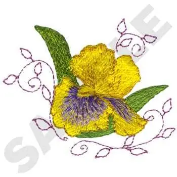 Iris With Scrolls Embroidery Design Shop Now