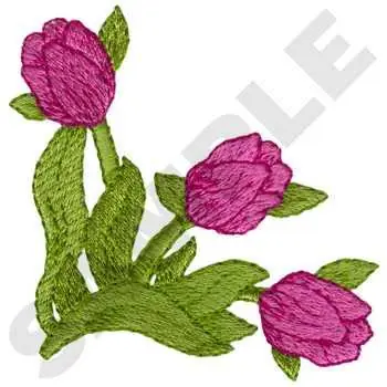 Tulip Corner Embroidery Design Trending