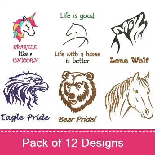 Special Discount Animal Head Outlines Embroidery design pack by Jumprope Designs, Embroidery Packs on EmbroideryDesigns.com