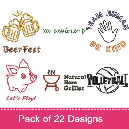 Place Order Outlines & Captions Embroidery design pack by Jumprope Designs, Embroidery Packs on EmbroideryDesigns.com