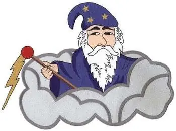 Wizard In Cloud Embroidery Design Authentic