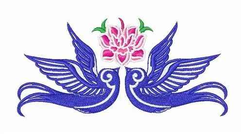 Modern Floral Doves Embroidery Design