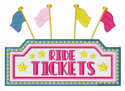 Free Returns Ride Tickets Embroidery Design