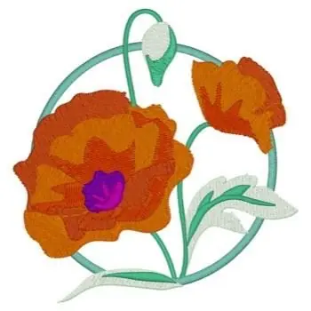 Free Shipping Framed Poppies Embroidery Design