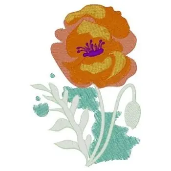 Watercolor Poppy Embroidery Design Worldwide Shipping