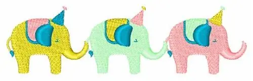 Party Elephants Embroidery Design Limited Edition