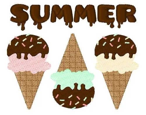 Free Delivery Ice Cream Summer Embroidery Design