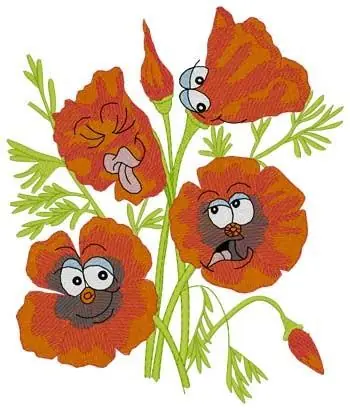 Poppy Cartoon Embroidery Design Trending