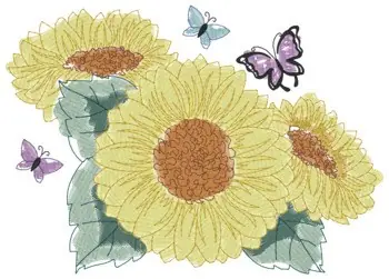 Sunflowers Light Stitch Embroidery Design Direct From Factory