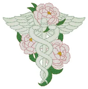 Floral Caduceus Embroidery Design Save Now