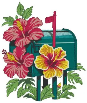 Hibiscus & Mailbox Embroidery Design Big Sale