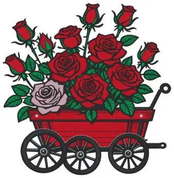 Hassle-Free Returns Roses In Wagon Embroidery Design