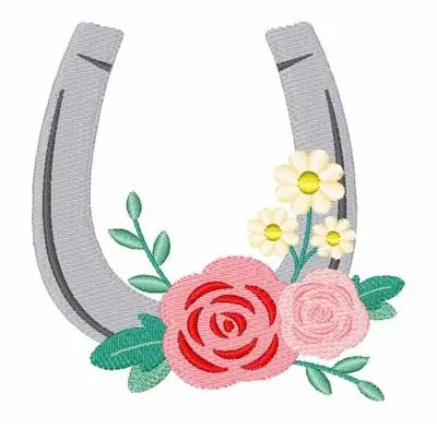 Floral Horse Shoe Embroidery Design Certified