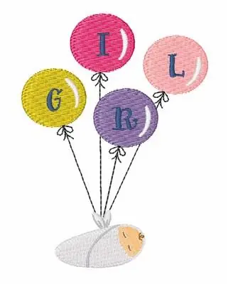 Holiday Sale Girl Balloons Embroidery Design