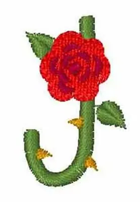 Today Only Rosebud Font J Embroidery Design