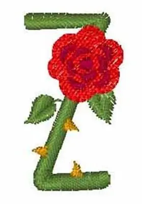 Rosebud Font Z Embroidery Design Same Day Shipping
